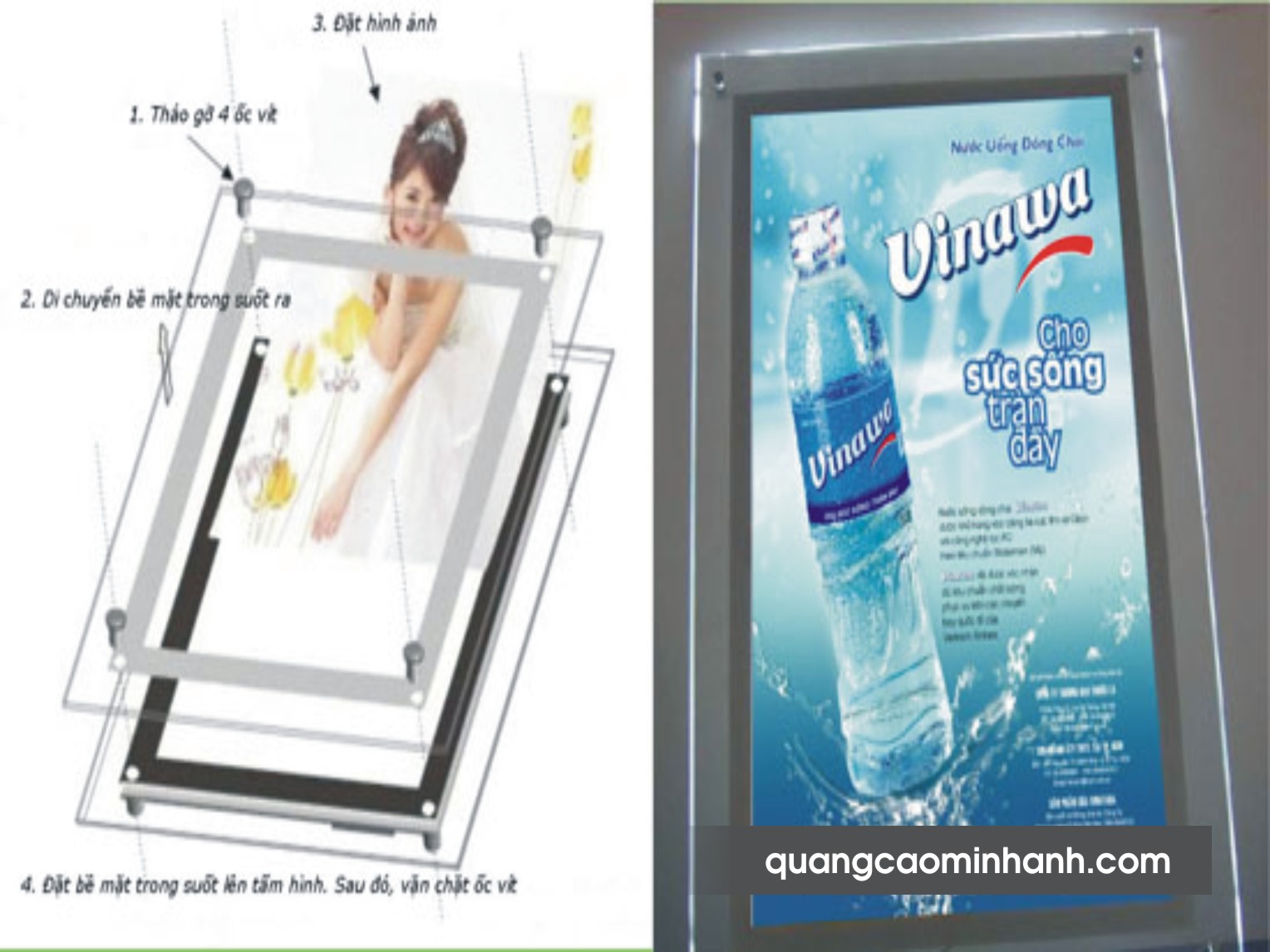 Biển hộp đèn siêu mỏng 2 lớp mica