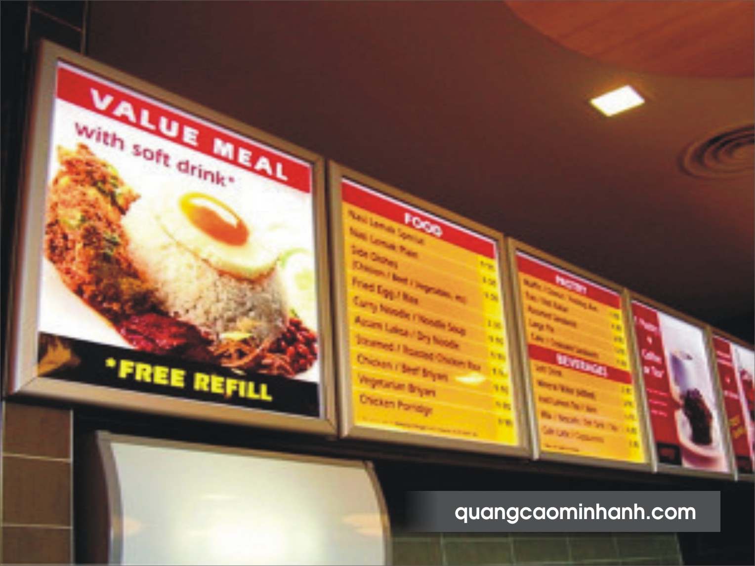 Biển hộp đèn siêu mỏng khung nhôm bật nắp